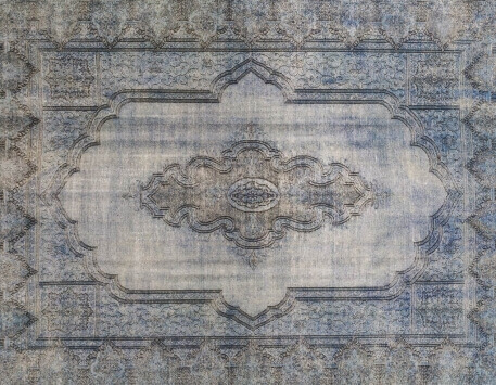 שטיח וינטג' פרסי קלאסי בגווני תכלת אפרפר
