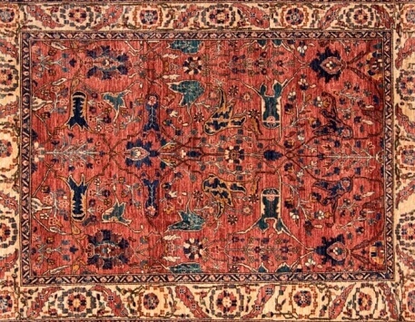 שטיח סראפי אפגני בצבע אדום ורדרד