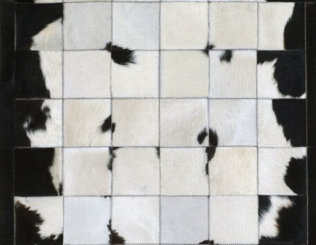 שטיח עור פרה מעוצב שחור ולבן 