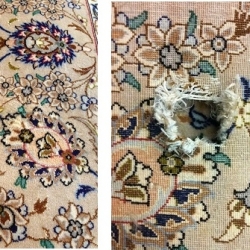 שטיח אספהן פרסי קלאסי קרוע לפני ואחרי
