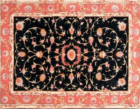שטיח טאבריז פרסי מסגרת סלמון