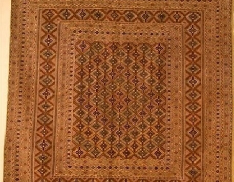 שטיח סופר אוזבקי צפוף עבודת יד בצבע חום