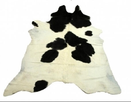 שטיח עור פרה טבעי שחור לבן